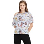 Coffee Mania Caffeine One Shoulder Cut Out T-Shirt