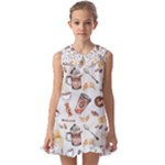 Coffee Mania Caffeine Kids  Pilgrim Collar Ruffle Hem Dress