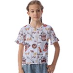 Coffee Mania Caffeine Kids  Cuff Sleeve Scrunch Bottom T-Shirt