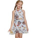 Coffee Mania Caffeine Kids  Halter Collar Waist Tie Chiffon Dress