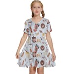 Coffee Mania Caffeine Kids  Short Sleeve Tiered Mini Dress