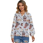 Coffee Mania Caffeine Women s Long Sleeve Button Up Shirt