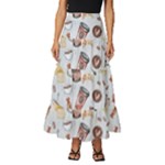 Coffee Mania Caffeine Tiered Ruffle Maxi Skirt