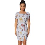 Coffee Mania Caffeine Fitted Knot Split End Bodycon Dress