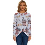 Coffee Mania Caffeine Long Sleeve Crew Neck Pullover Top