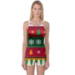 Christmas Time Pattern Christmas Ornament One Piece Boyleg Swimsuit