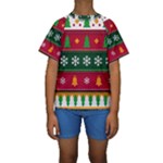 Christmas Time Pattern Christmas Ornament Kids  Short Sleeve Swimwear