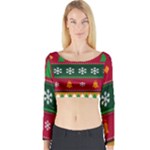 Christmas Time Pattern Christmas Ornament Long Sleeve Crop Top