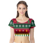 Christmas Time Pattern Christmas Ornament Short Sleeve Crop Top