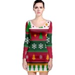 Christmas Time Pattern Christmas Ornament Long Sleeve Bodycon Dress