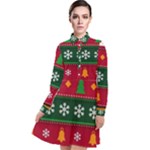 Christmas Time Pattern Christmas Ornament Long Sleeve Chiffon Shirt Dress