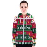 Christmas Time Pattern Christmas Ornament Women s Zipper Hoodie