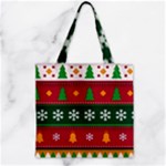 Christmas Time Pattern Christmas Ornament Zipper Grocery Tote Bag