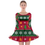 Christmas Time Pattern Christmas Ornament Long Sleeve Skater Dress