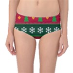 Christmas Time Pattern Christmas Ornament Mid-Waist Bikini Bottoms