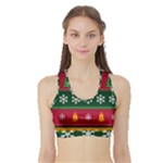 Christmas Time Pattern Christmas Ornament Sports Bra with Border