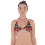 Christmas Time Pattern Christmas Ornament Halter Neck Bikini Top