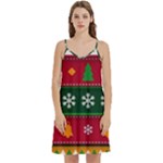 Christmas Time Pattern Christmas Ornament Mini Camis Dress With Pockets