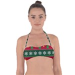 Christmas Time Pattern Christmas Ornament Tie Back Bikini Top