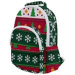 Christmas Time Pattern Christmas Ornament Rounded Multi Pocket Backpack