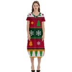 Christmas Time Pattern Christmas Ornament T-Shirt Midi Dress With Pockets