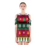 Christmas Time Pattern Christmas Ornament Shoulder Cutout One Piece Dress