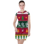 Christmas Time Pattern Christmas Ornament Drawstring Hooded Dress