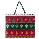 Christmas Time Pattern Christmas Ornament Zipper Large Tote Bag