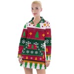 Christmas Time Pattern Christmas Ornament Women s Long Sleeve Casual Dress