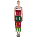 Christmas Time Pattern Christmas Ornament Fitted Maxi Dress