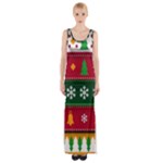 Christmas Time Pattern Christmas Ornament Thigh Split Maxi Dress