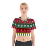 Christmas Time Pattern Christmas Ornament Cotton Crop Top