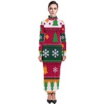 Christmas Time Pattern Christmas Ornament Turtleneck Maxi Dress