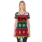 Christmas Time Pattern Christmas Ornament Short Sleeve Tunic 