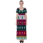 Christmas Time Pattern Christmas Ornament High Waist Short Sleeve Maxi Dress