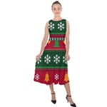 Christmas Time Pattern Christmas Ornament Midi Tie-Back Chiffon Dress