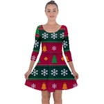 Christmas Time Pattern Christmas Ornament Quarter Sleeve Skater Dress