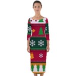 Christmas Time Pattern Christmas Ornament Quarter Sleeve Midi Bodycon Dress