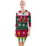 Christmas Time Pattern Christmas Ornament Quarter Sleeve Hood Bodycon Dress