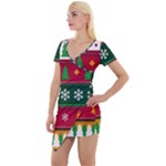 Christmas Time Pattern Christmas Ornament Short Sleeve Asymmetric Mini Dress