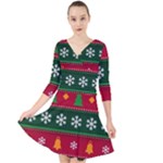 Christmas Time Pattern Christmas Ornament Quarter Sleeve Front Wrap Dress