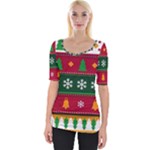 Christmas Time Pattern Christmas Ornament Wide Neckline T-Shirt