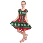 Christmas Time Pattern Christmas Ornament Kids  Short Sleeve Dress