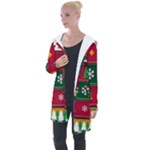 Christmas Time Pattern Christmas Ornament Longline Hooded Cardigan