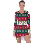 Christmas Time Pattern Christmas Ornament Asymmetric Cut-Out Shift Dress