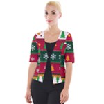 Christmas Time Pattern Christmas Ornament Cropped Button Cardigan