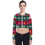 Christmas Time Pattern Christmas Ornament Long Sleeve Zip Up Bomber Jacket