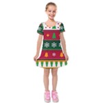 Christmas Time Pattern Christmas Ornament Kids  Short Sleeve Velvet Dress