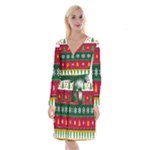 Christmas Time Pattern Christmas Ornament Long Sleeve Velvet Front Wrap Dress