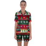 Christmas Time Pattern Christmas Ornament Satin Short Sleeve Pajamas Set